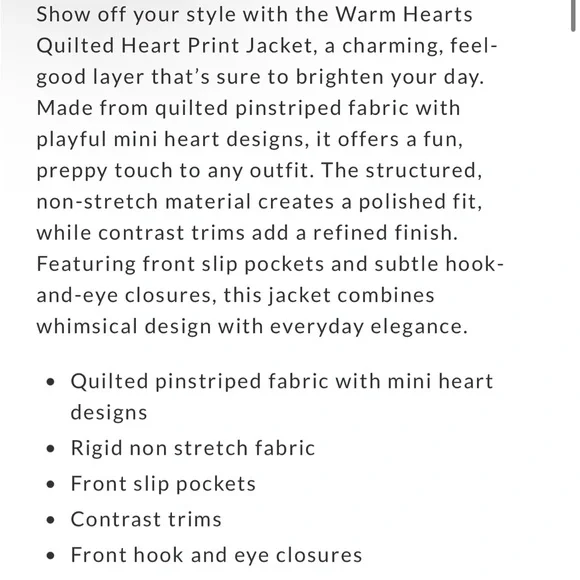 Vici Quilted Heart-Print Collar Jacket - Picture 4 of 5